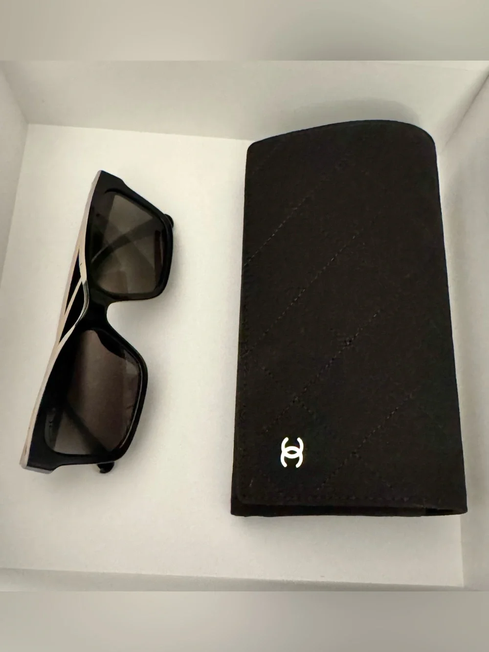 CHANEL Black & Beige Sunglasses - LOW BRIDGE FIT